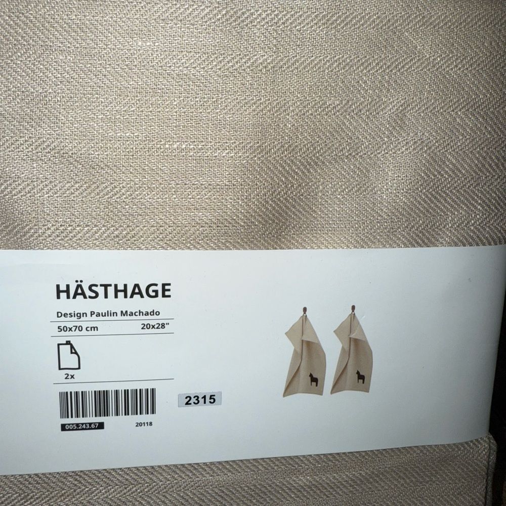 Ikea HASTHAGE 2 Pack Towels Beige/Black Dala Horse New With Tags Hard To Find - Picture 2 of 3